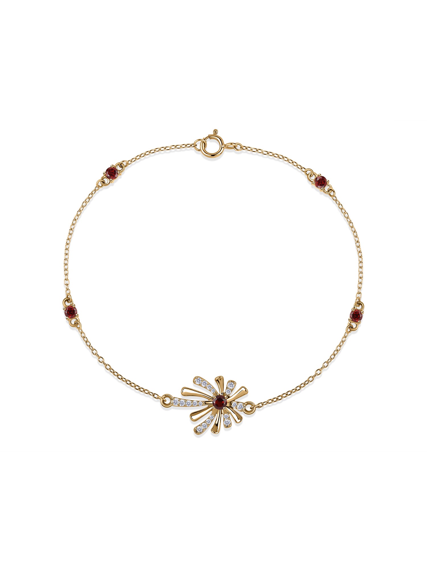 Sparkle Garnet Gold Bracelet For Women