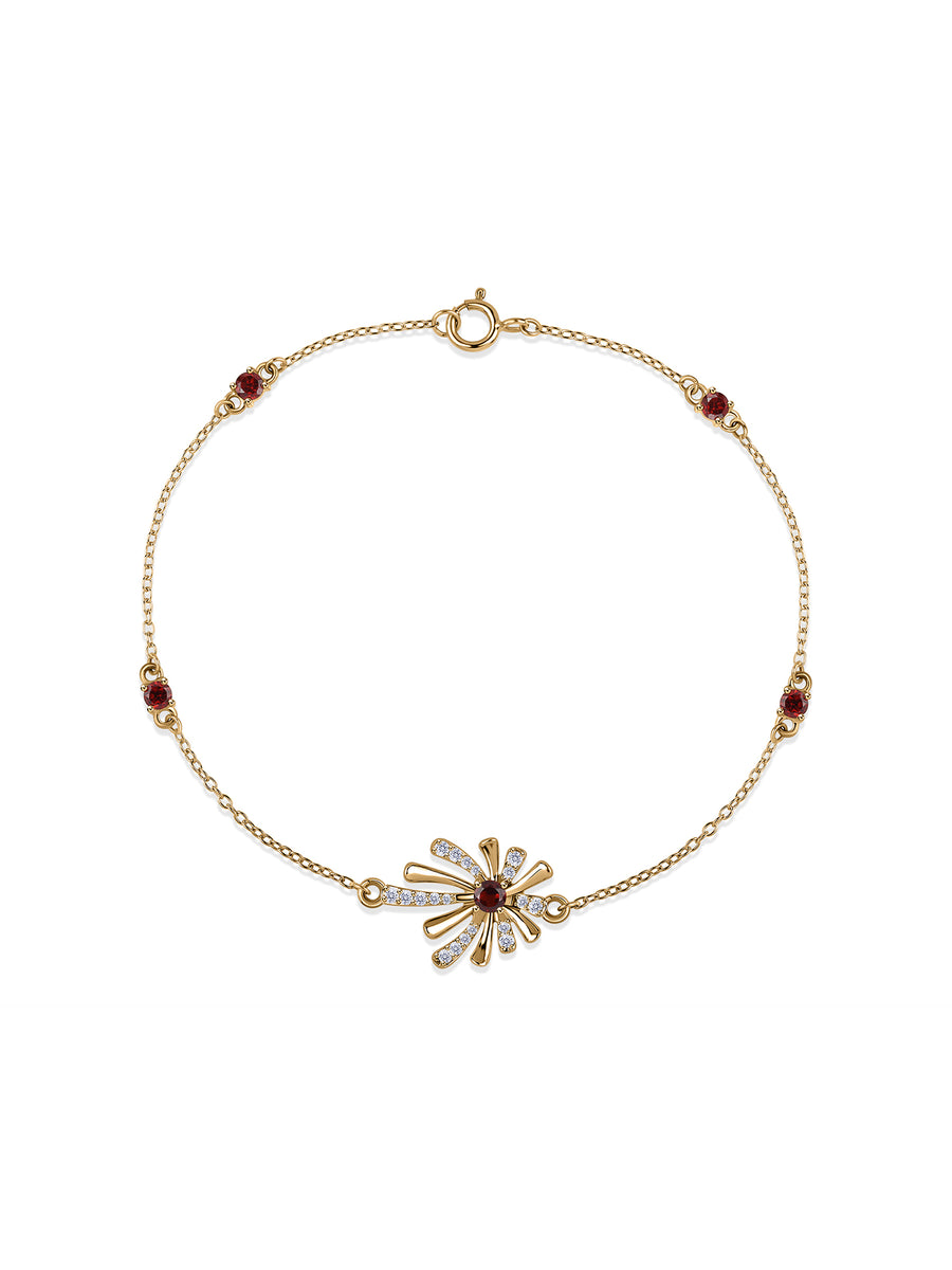 Sparkle Natural Garnet Gold Bracelet For Women
