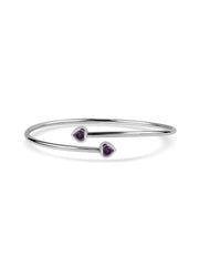 Amethyst Heart Cuff Silver Bangle