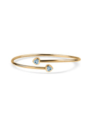 Natural Aquamarine Heart Flexible Gold Bangle