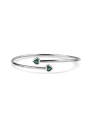 Emerald Heart Cuff Silver Bangle