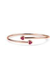 Natural Red Garnet Heart Flexible Gold Bangle