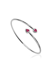 Natural Red Garnet Heart Flexible Gold Bangle