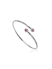 Ruby Heart Cuff Silver Bangle