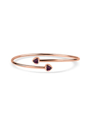 Natural Rhodolite Garnet Heart Flexible Gold Bangle
