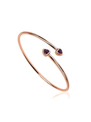 Natural Rhodolite Garnet Heart Flexible Gold Bangle