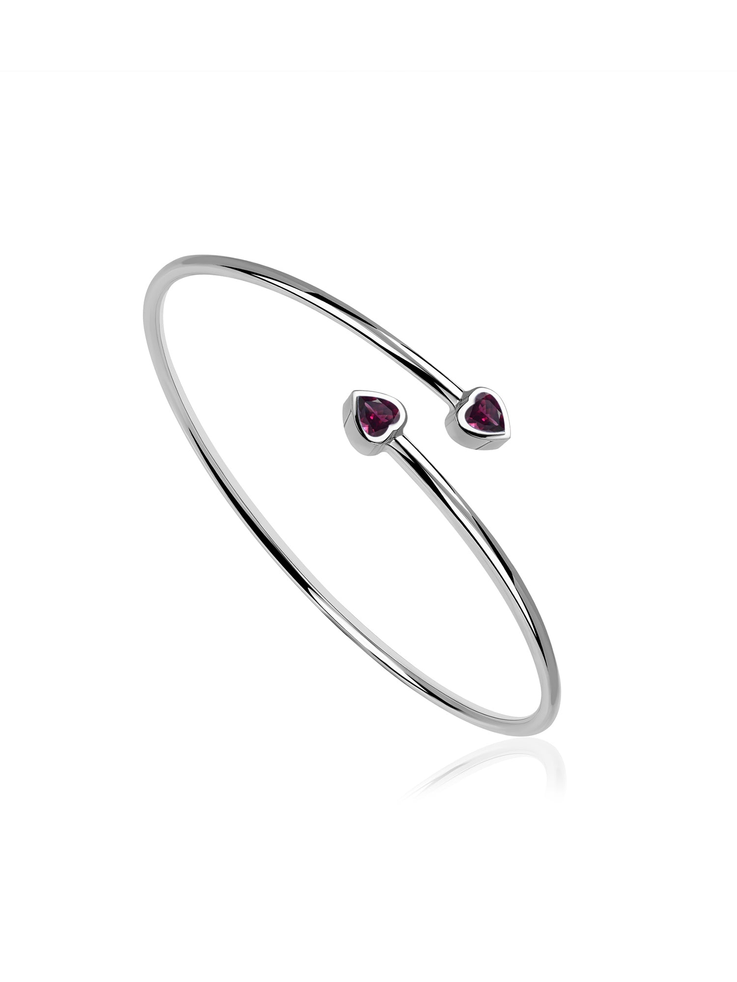 Natural Rhodolite Garnet Heart Flexible Gold Bangle