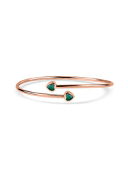Natural Zambian Emerald Heart Flexible Gold Bangle