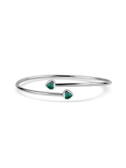 Natural Zambian Emerald Heart Flexible Gold Bangle
