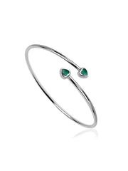 Natural Zambian Emerald Heart Flexible Gold Bangle