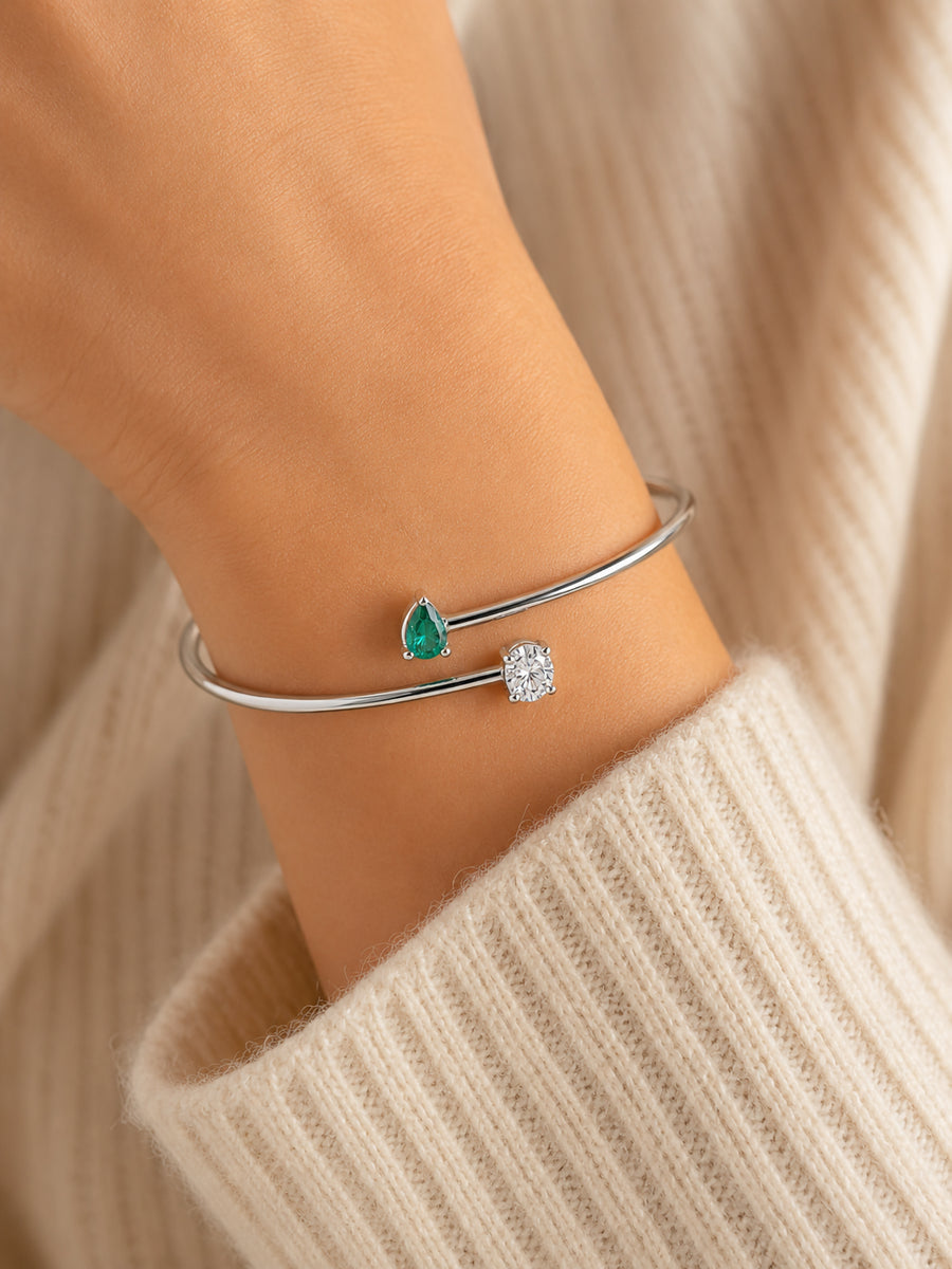 Emerald CZ Toi Et Moi Bangle