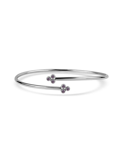 Purple Amethyst Silver Cuff Bangle for Women