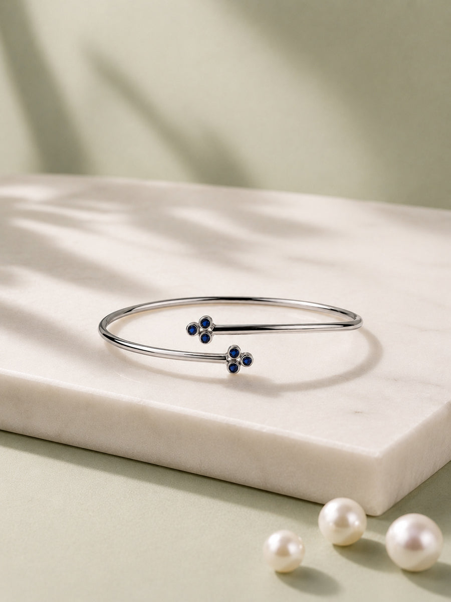 Blue Sapphire CZ Cuff Bangle