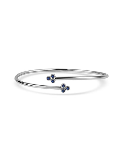 Blue Sapphire CZ Silver Cuff Bangle for Women