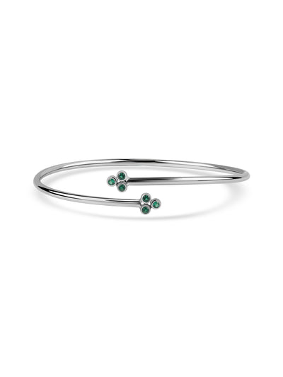 Green Emerald Silver Cuff Bangle for Women