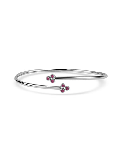Red Ruby Silver Cuff Bangle for Women