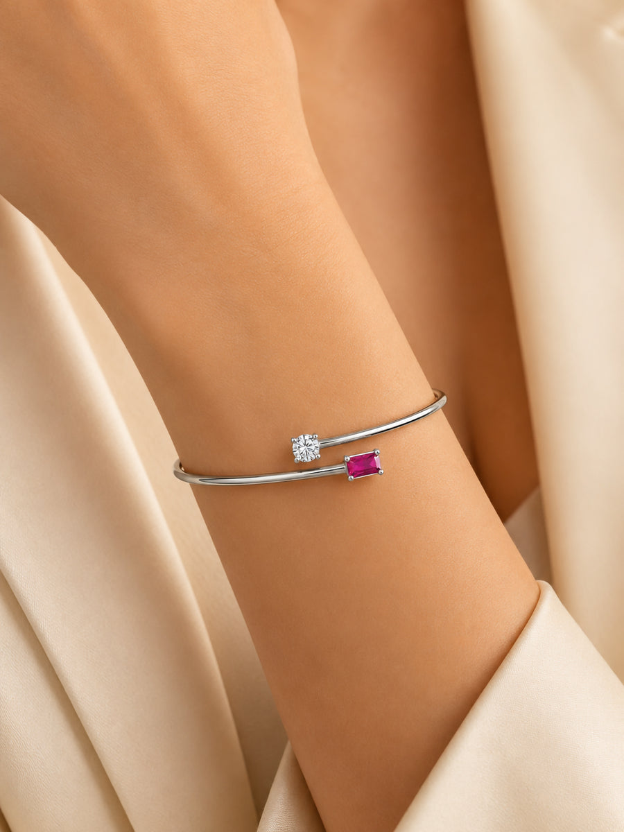 Toi Et Moi Octagon Ruby CZ Bangle