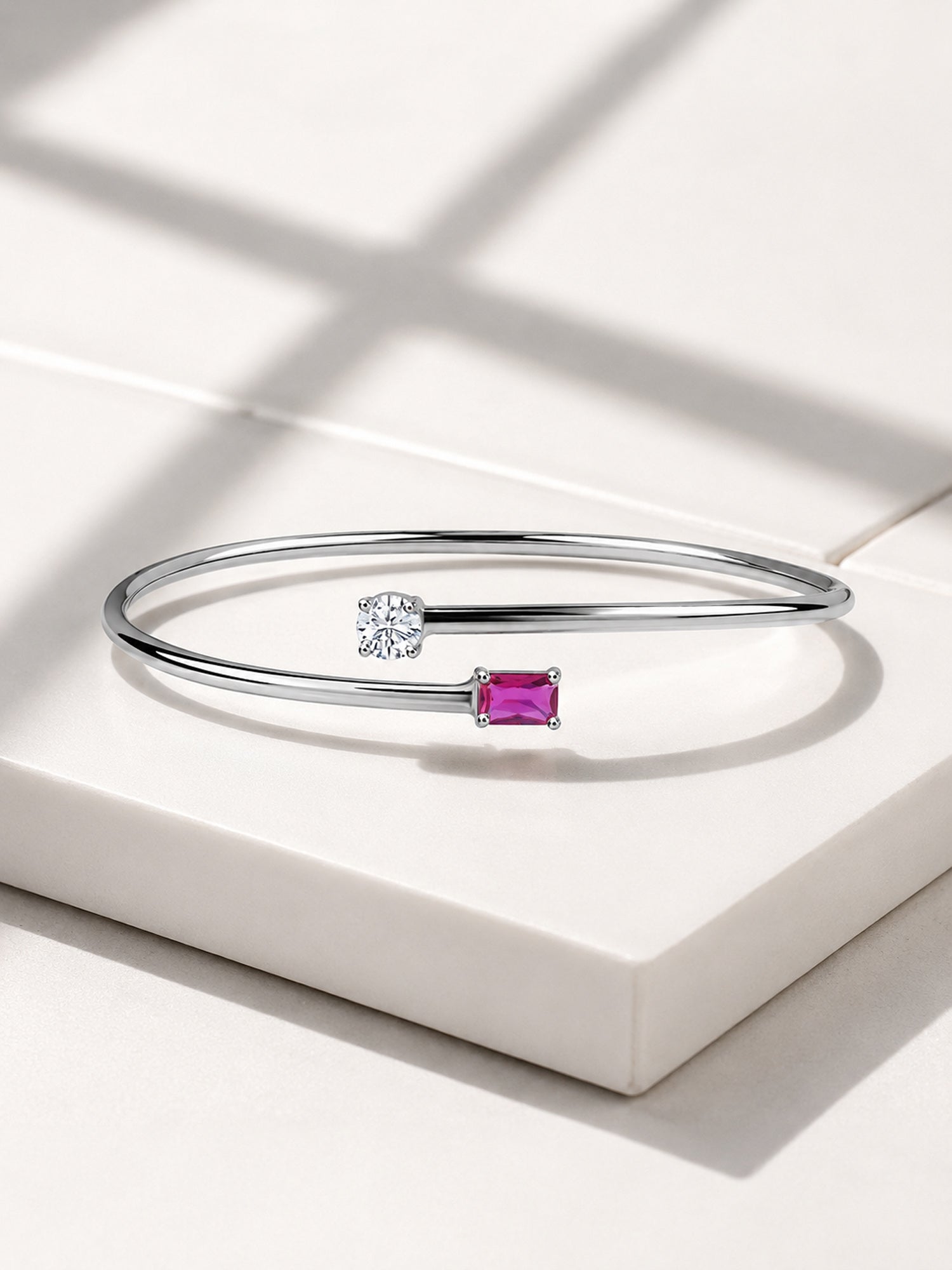 Toi Et Moi Octagon Ruby CZ Bangle