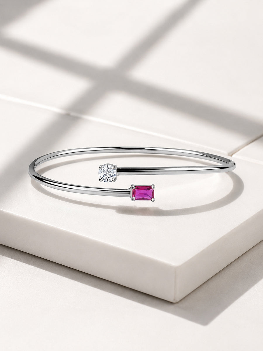 Toi Et Moi Octagon Ruby CZ Bangle