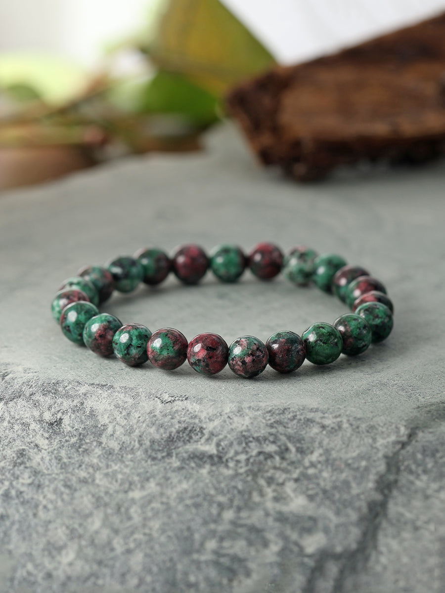 Natural Ruby Zoisite Beads Bracelet For Emotional Healing