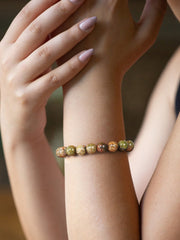 Epidotized Granite Beads Bracelet For Growth