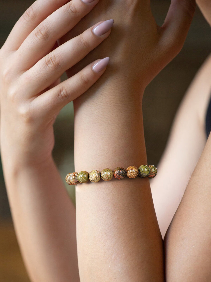 Epidotized Granite Beads Bracelet For Growth