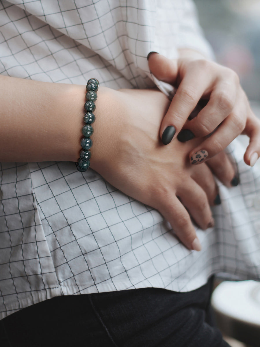 Moss Agate Beads Bracelet