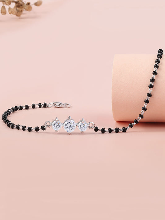 925 Sterling Silver Three Stone Mangalsutra Bracelet