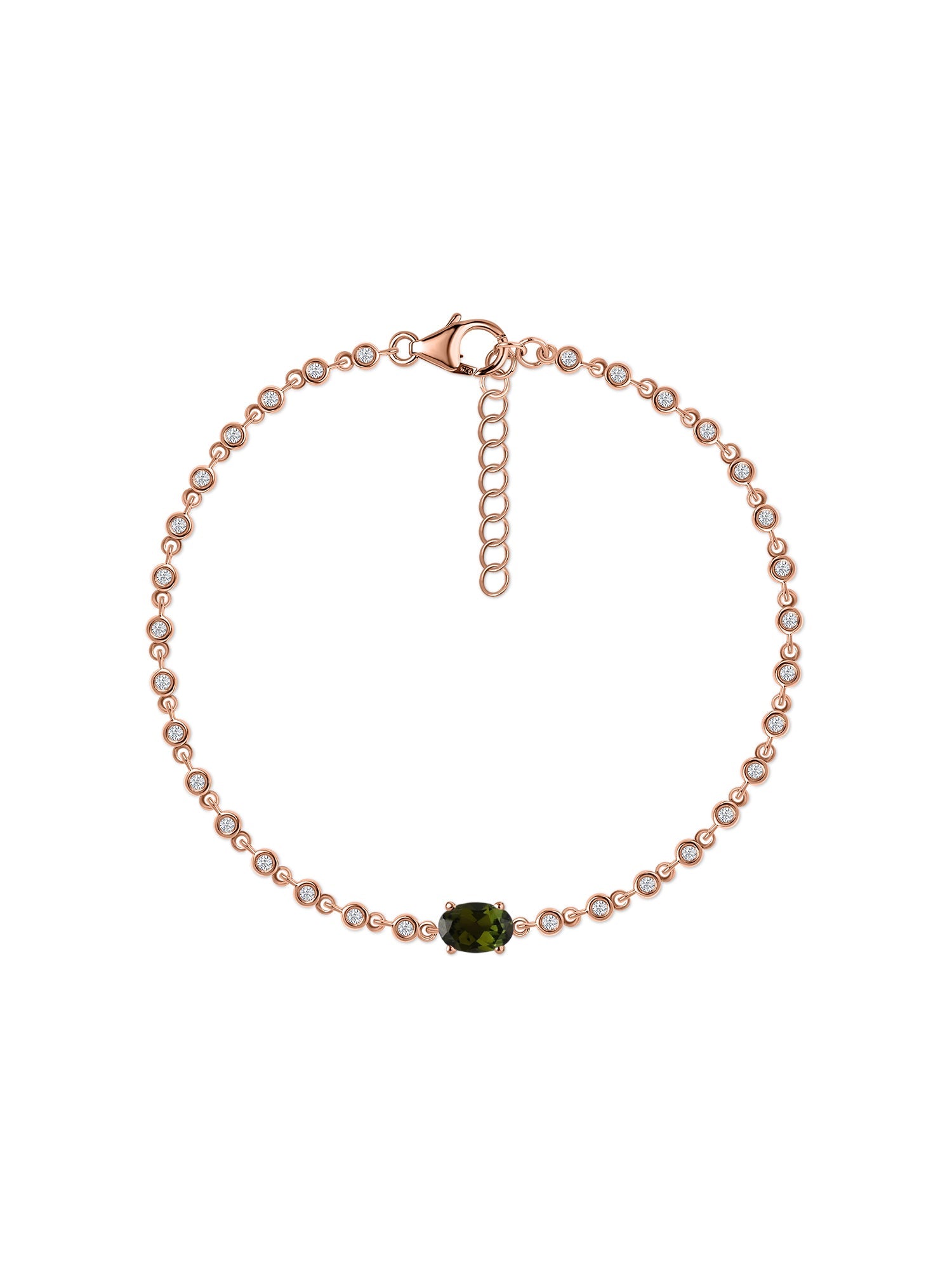 Green Tourmaline Linked Gold Bracelet