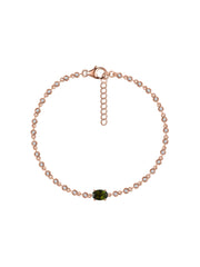 Green Tourmaline Linked Gold Bracelet