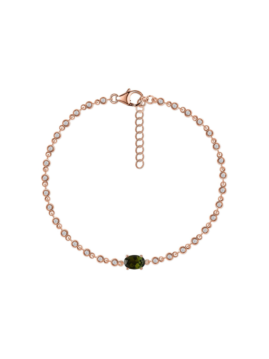 Green Tourmaline Linked Gold Bracelet