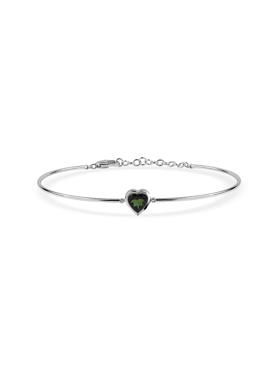 Green Tourmaline Heart Gold Bracelet