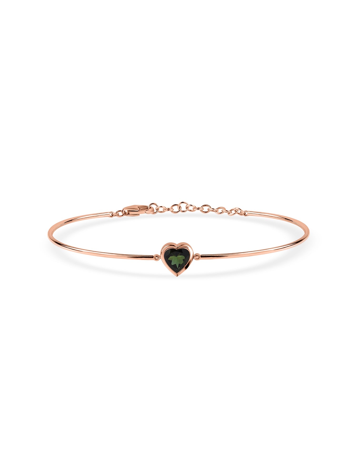 Green Tourmaline Heart Gold Bracelet