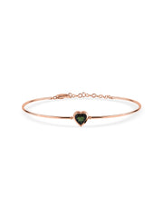 Green Tourmaline Heart Gold Bracelet