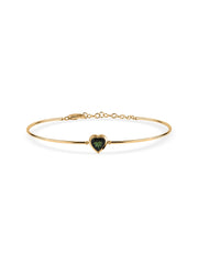 Green Tourmaline Heart Gold Bracelet