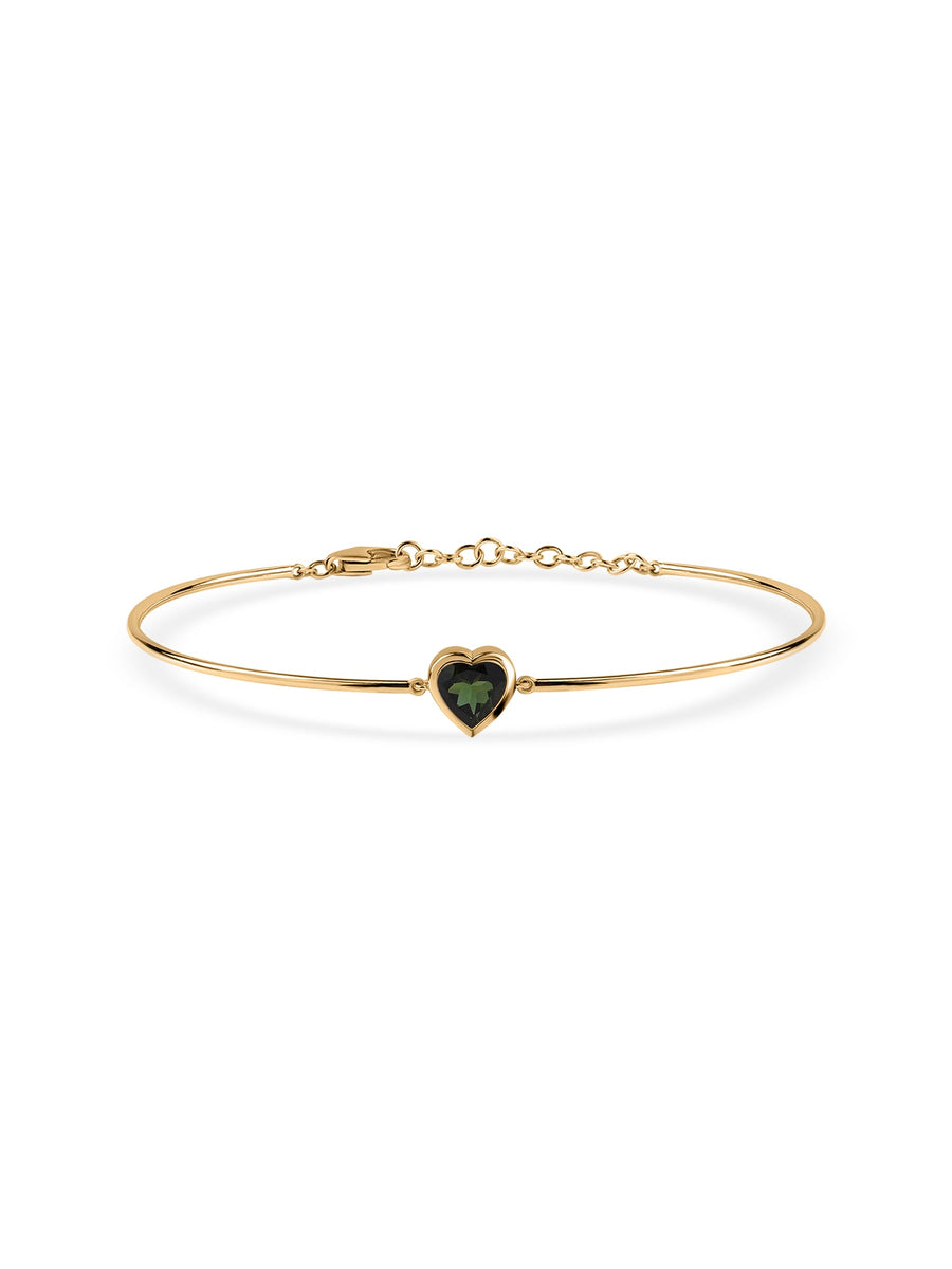 Green Tourmaline Heart Gold Bracelet