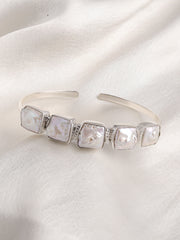 Baroque Pearl Gallery Silver Bangle