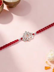 Sacred Lotus Blessings Silver Rakhi