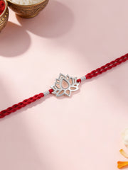Sacred Lotus Blessings Silver Rakhi