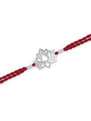 Sacred Lotus Blessings Silver Rakhi