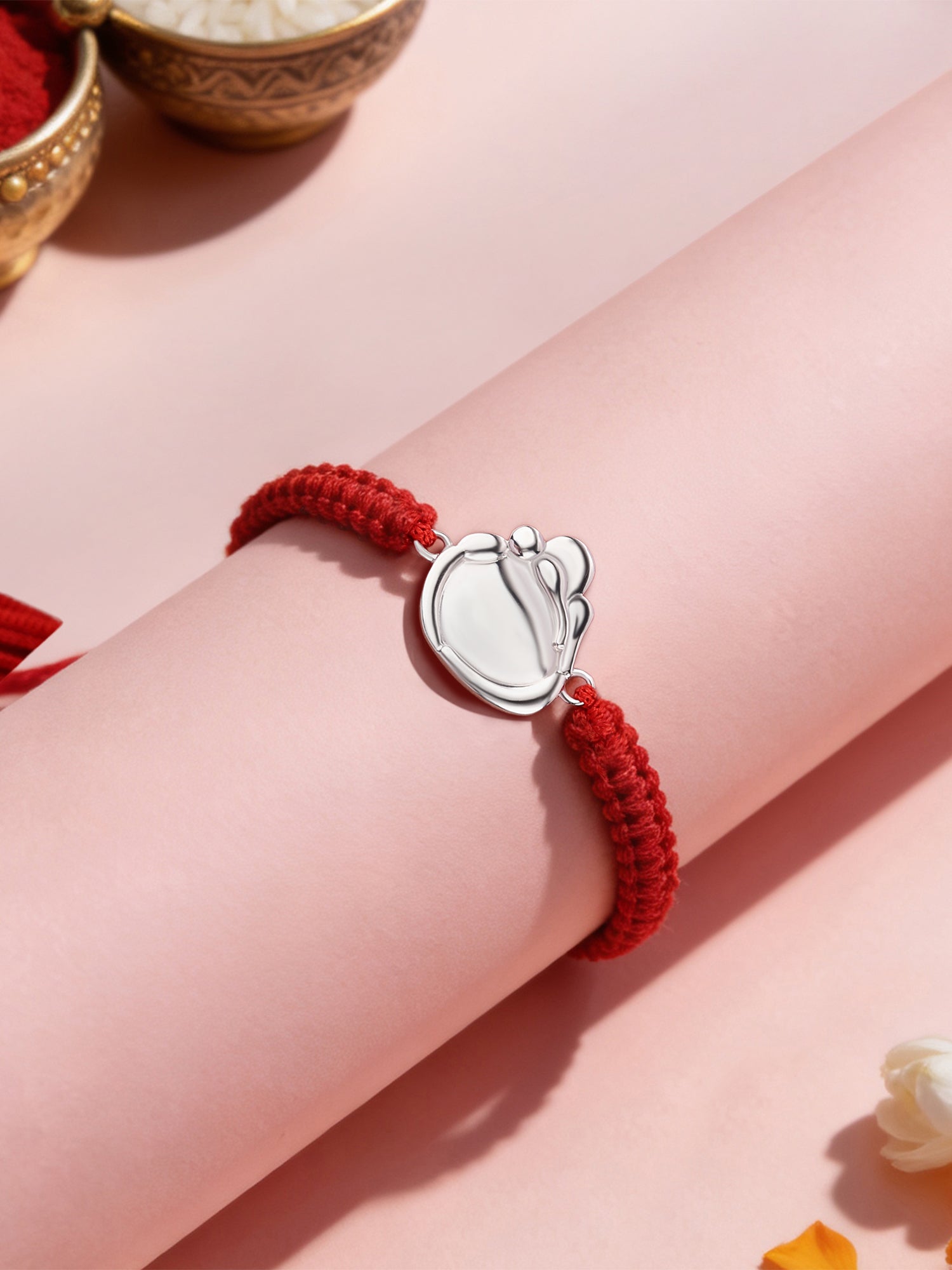 Minimal Ganesha Silver Rakhi For Brother