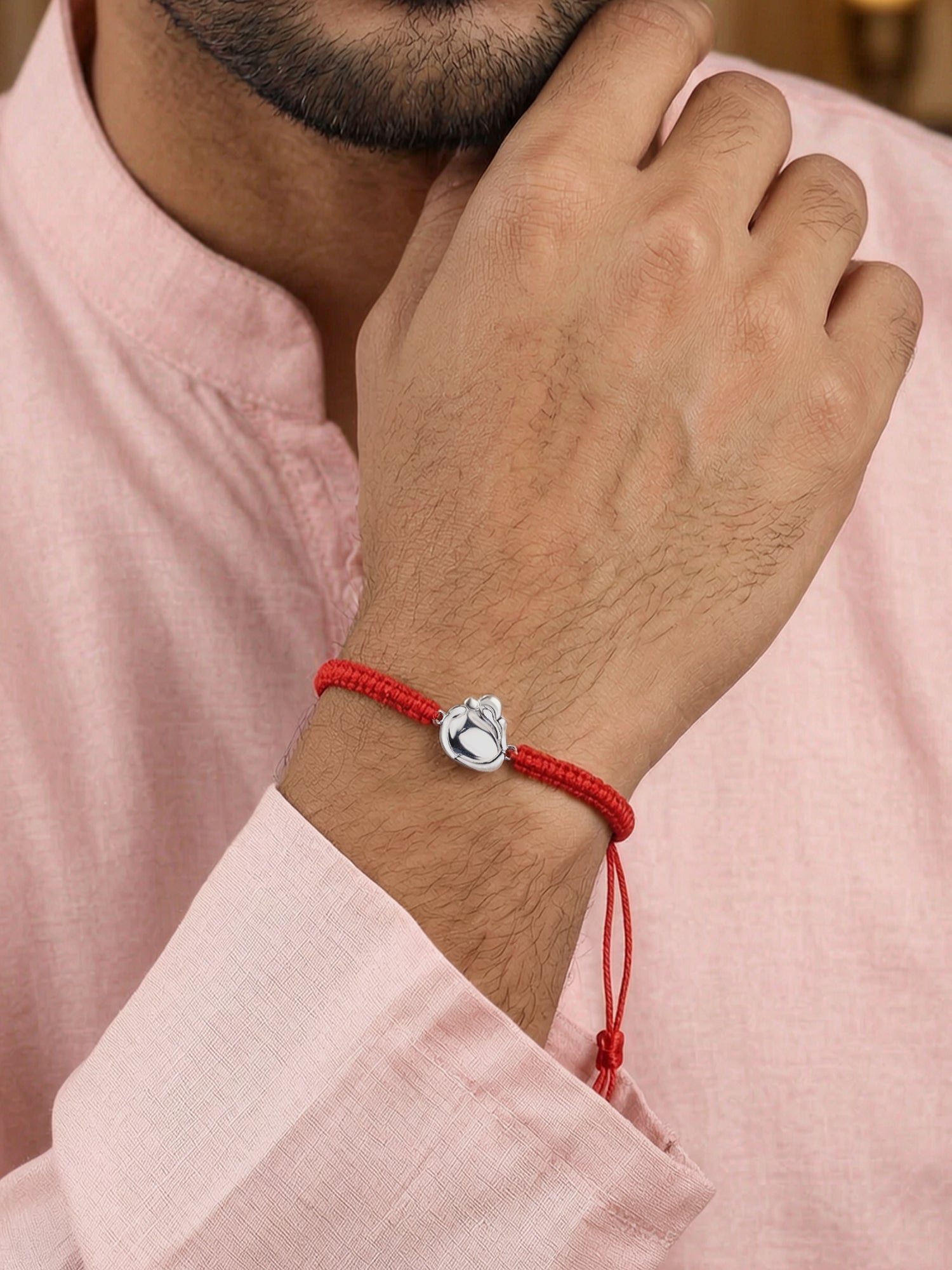 Minimal Ganesha Silver Rakhi For Brother
