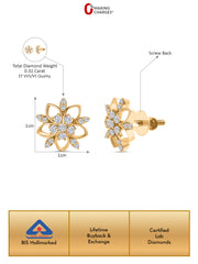 Lab Grown Diamond Blooming Flower Stud Earrings