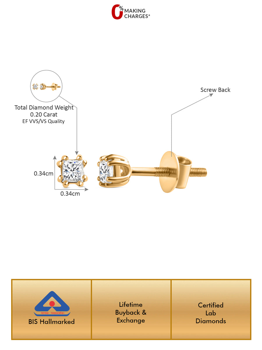 Lab Grown Diamond Daisy Solitaire Stud Earrings