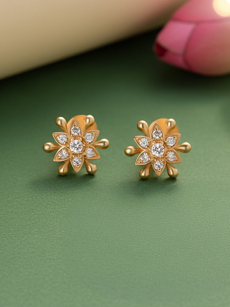 Lab Grown Diamond Flower Stud Earring For Women