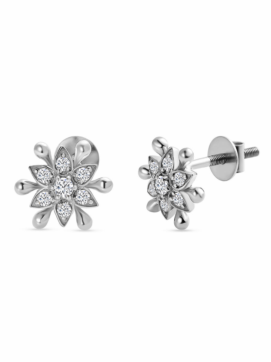 Lab Grown Diamond Flower Stud Earring For Women - Main Image