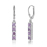 Amethyst CZ Silver Dangling Earrings for Her