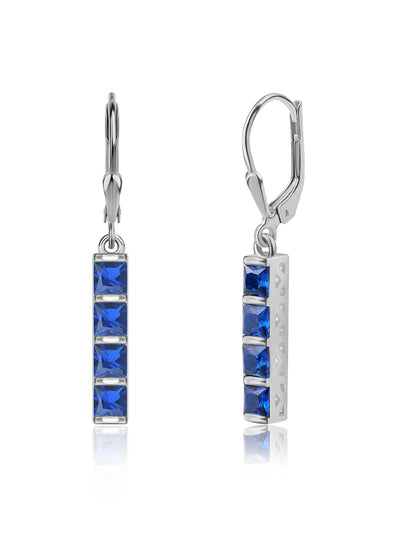 Sapphire CZ Silver Dangling Earrings for Women