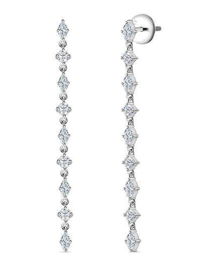 American Diamond Drop Earrings in 925 Sterling Silver - BIS Hallmarked