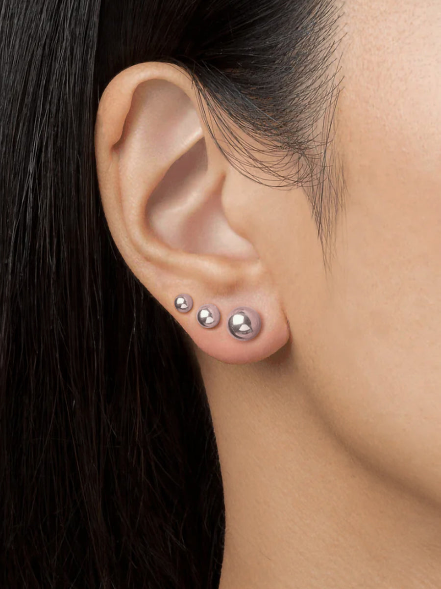 Elevate Your Look: 3-Pair Sterling Silver Ball Stud Earrings